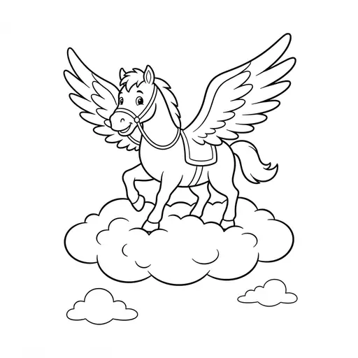 Mythical Creature Coloring Page — Landing on a Big Cloud