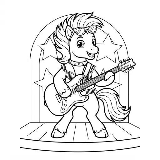 Pony Coloring Page — Rock Star Playing Guitar