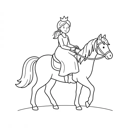 Princess Coloring Page — Riding a Horse