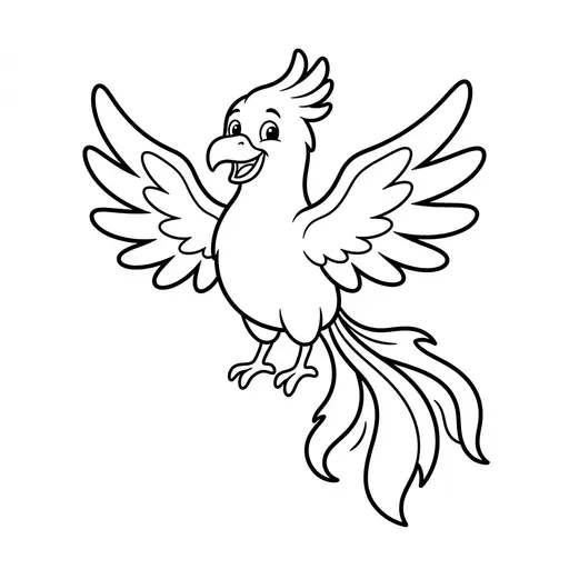 Easy Mythical Creature Coloring Page — Flying with Wings Spread Wide