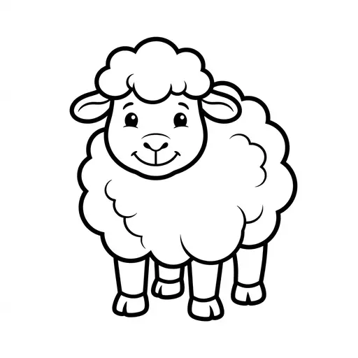 Easy Sheep Coloring Page — Friendly Face and Fluffy Wool