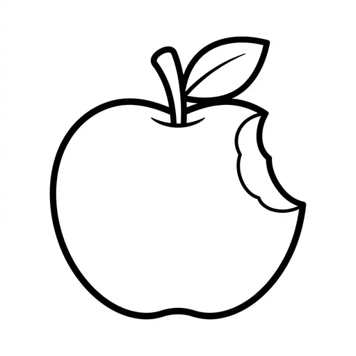 Easy Apple Coloring Page — With a Bite Taken Out