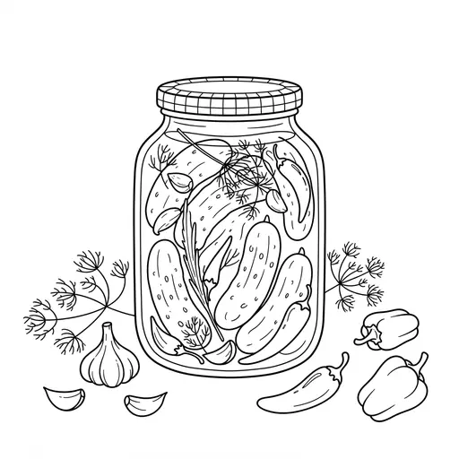 Pickle Coloring Page for Adults — Filled With Dill And Garlic