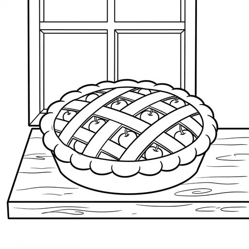 Cherry Coloring Page — Cooling on a Windowsill
