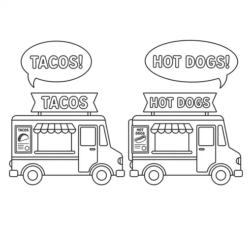 Food Coloring Page — Tacos and Hot Dogs