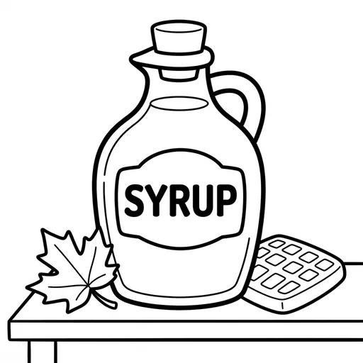 Easy Maple Syrup Coloring Page — Bottle with a Maple Leaf
