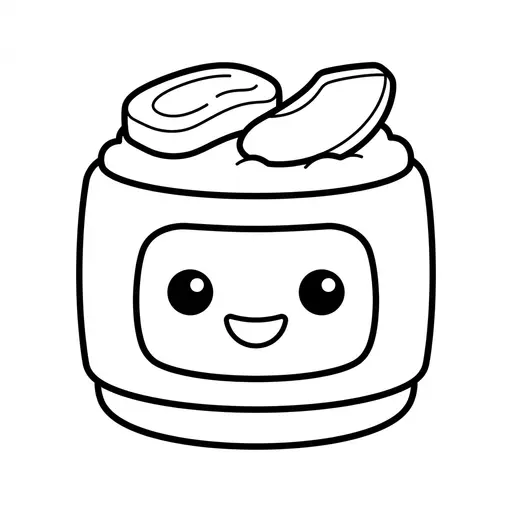 Easy Kawaii Food Coloring Page — Kawaii Roll with Cute Face