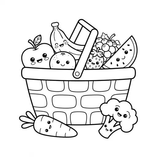 Kawaii Food Coloring Page — Kawaii Fruits And Vegetables