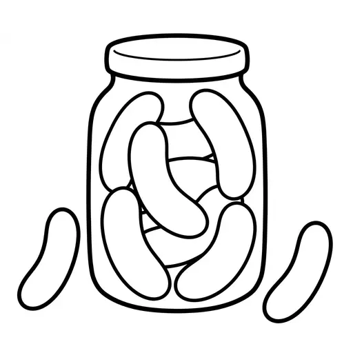 Easy Pickle Coloring Page — Full Jar with Two Outside