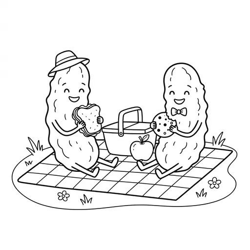 Pickle Coloring Page — Having a Picnic in the Grass
