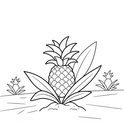 Pineapple Coloring Page — Growing in a Field