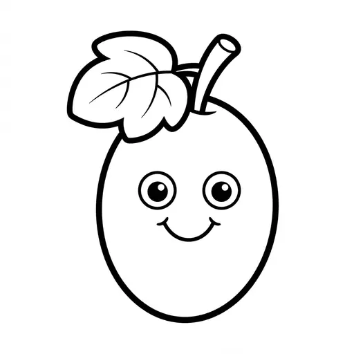 Easy Grape Coloring Page — Cute Smiling Fruit with Leaf