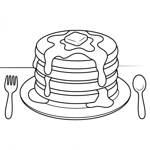 Maple Syrup Coloring Page — Stack With Syrup And Butter