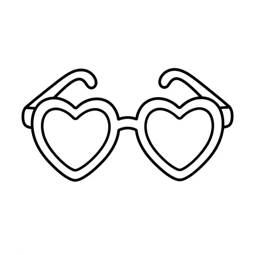 Easy Sunglasses Coloring Page — Heart Shaped Lenses