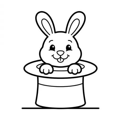 Easy Top Hat Coloring Page — Popping Out of a Top Hat