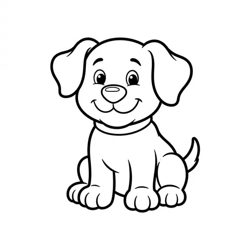 Easy Cartoon Coloring Page — Sitting with Big Floppy Ears