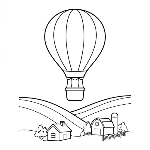 Coloring Page Coloring Page — Flying Over a Farm