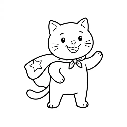 Easy Comic Coloring Page — Smiling Superhero Wearing a Cape