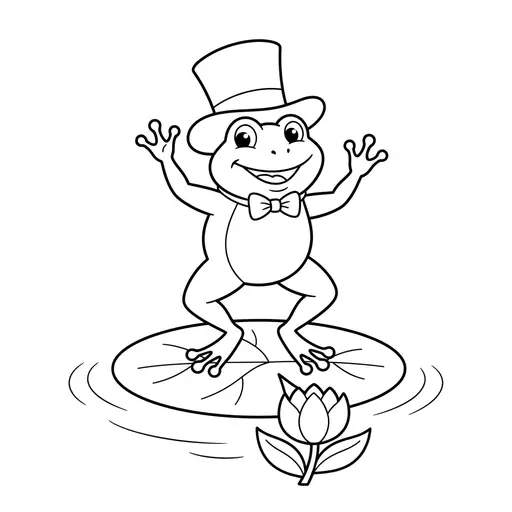 Top Hat Coloring Page — Dancing in Top Hat and Bow Tie