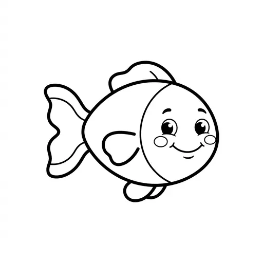 Easy Doodle Coloring Page — Happy Little Cartoon Fish