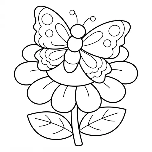 Easy Coloring Page — Resting on a Large Flower