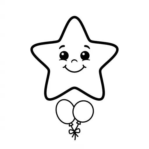 Easy Easy Coloring Page — Smiling Face with Two Balloons