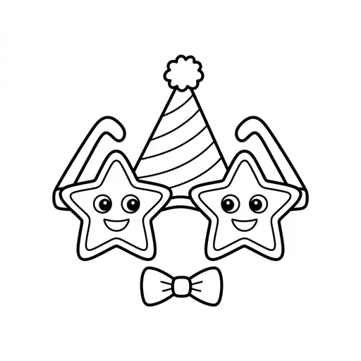 Sunglasses Coloring Page — Funny Star Glasses and Bow Tie