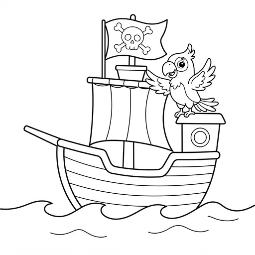 Coloring Page Coloring Page — Friendly Parrot on Deck