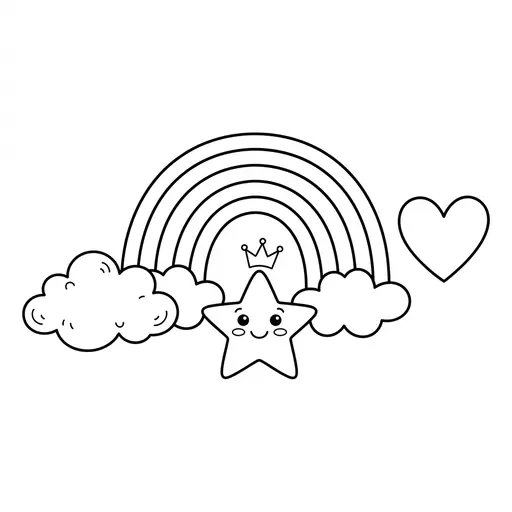 Doodle Coloring Page — Cute Star With Crown