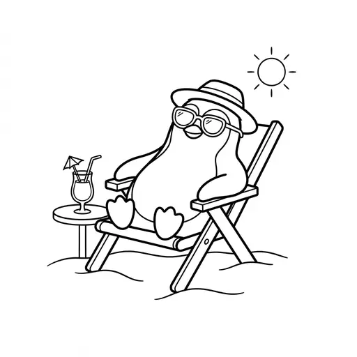 Sunglasses Coloring Page — Relaxing in a Beach Chair