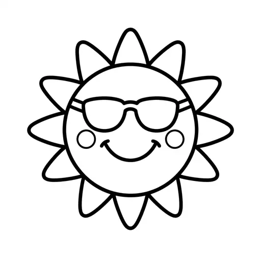 Easy Sunglasses Coloring Page — Wearing Sunglasses and Smiling