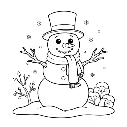 Top Hat Coloring Page — Wearing a Top Hat and Scarf