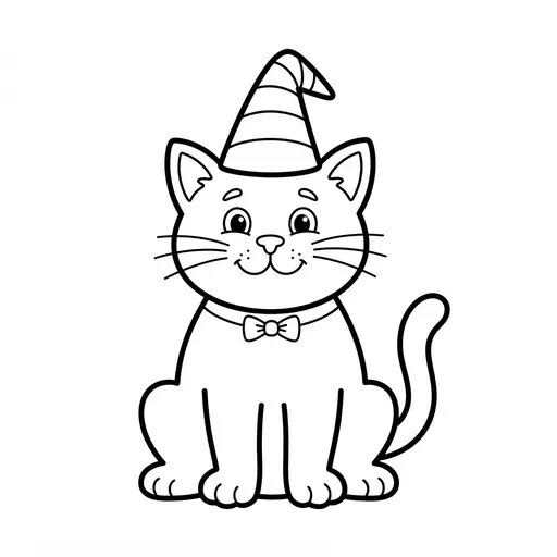 Easy Storybook Character Coloring Page — Wearing a Striped Hat and Bow Tie