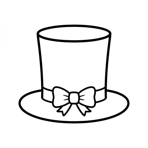 Easy Top Hat Coloring Page — Ribbon and Bow Detail