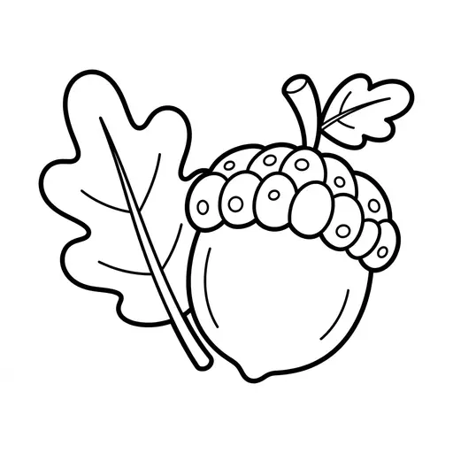Easy Acorn Coloring Page — With an Oak Leaf