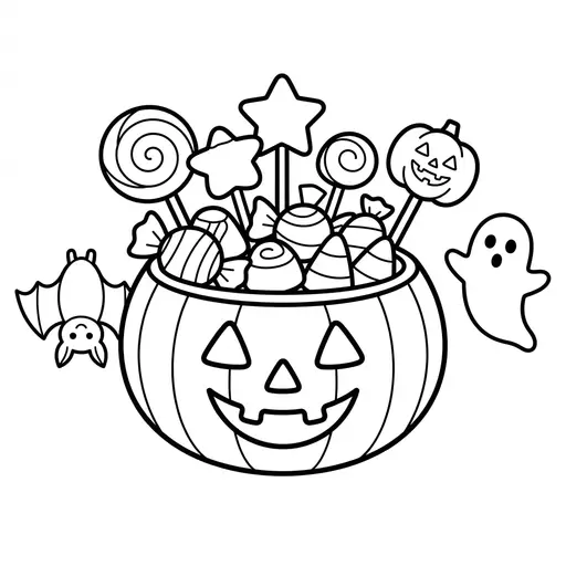 Easy Jack-O-Lantern Coloring Page — Filled With Candy