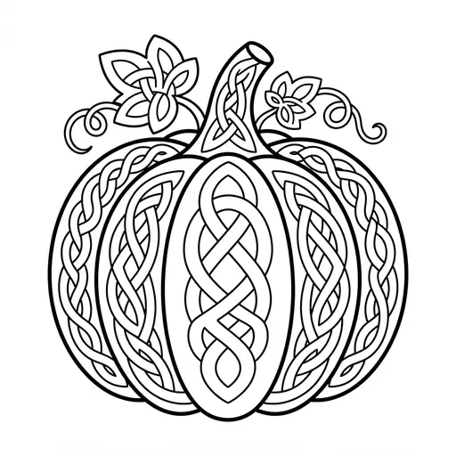 Pumpkin Coloring Page for Adults — Intricate Celtic Knot Patterns