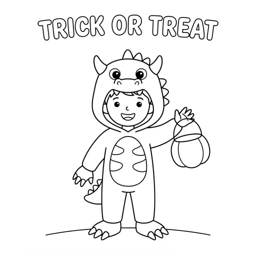 Easy Dinosaur Coloring Page — Saying Trick or Treat