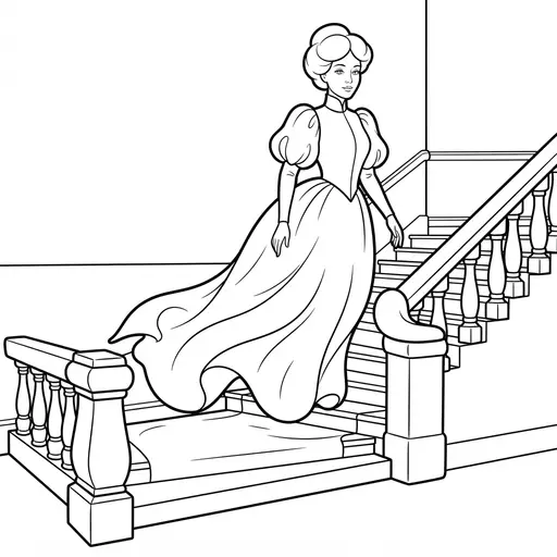 Ghost Coloring Page for Adults — In a Victorian Gown