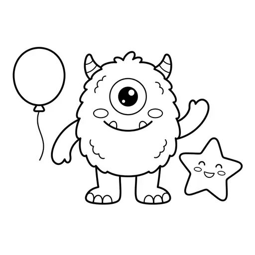 Easy Monster Coloring Page — With One Big Eye