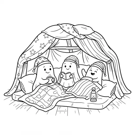 Ghost Coloring Page — Having A Sleepover In A Blanket Fort