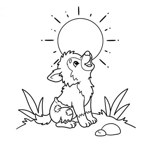 Easy Werewolf Coloring Page — Howling at the Full Moon