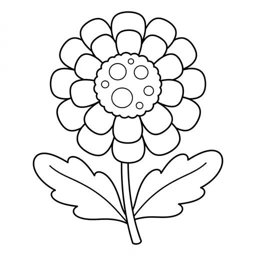 Easy Marigold Coloring Page — Flower With Round Petals