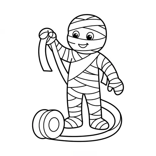 Mummy Coloring Page — Unrolling Bandages