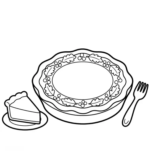 Pumpkin Pie Coloring Page — With a Leaf Pattern Crust
