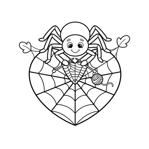 Spider Coloring Page — Knitting a Heart Web