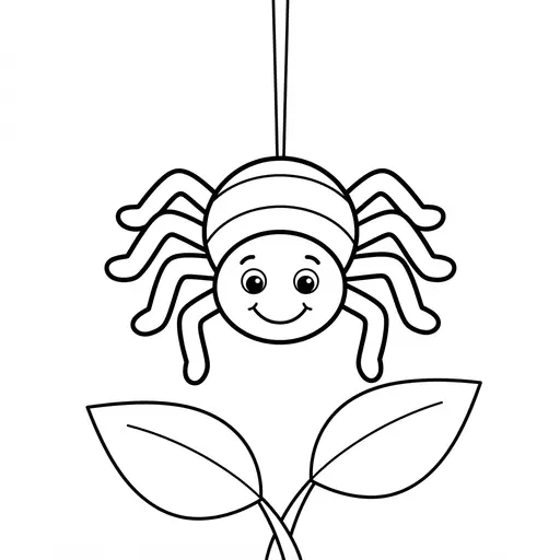 Easy Spider Coloring Page — Dangling From a Thread