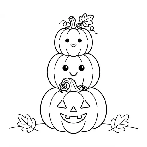 Jack-O-Lantern Coloring Page — Stacked Pumpkin Tower