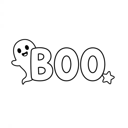 Easy Ghost Coloring Page — With Boo Text