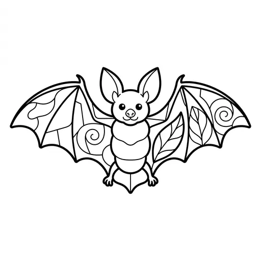 Bat Coloring Page for Adults — With Patterned Wings